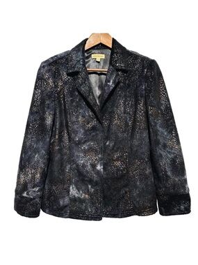 KERRYBROOKE Textured Shimmer Blazer Metallic Velvet Goth Luxe Jacket